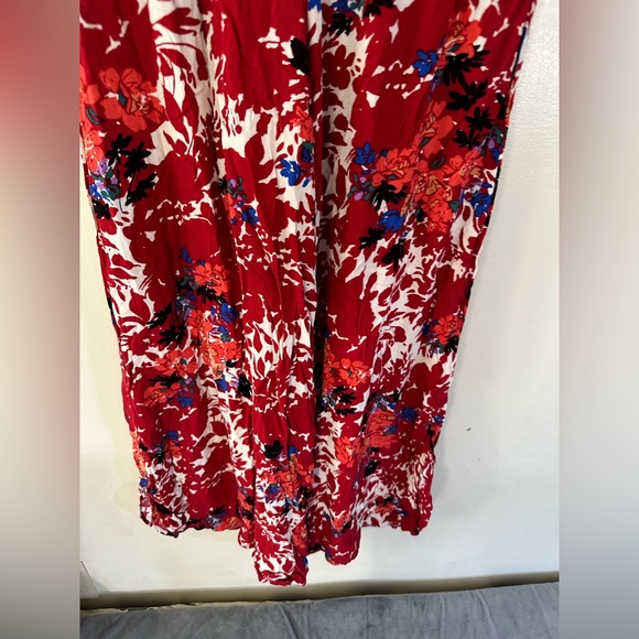 Free people bohemian Late Night Red Floral Print Wide-Leg Pants size XS - Picture 11 of 16